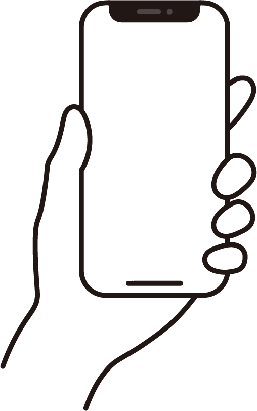手に持ったスマートフォンのイラスト。自己破産後の携帯電話契約について説明する見出し用画像