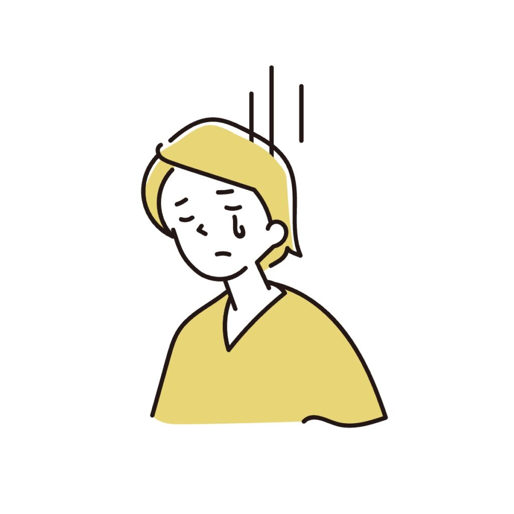 涙を流しながら落ち込む女性のイラスト